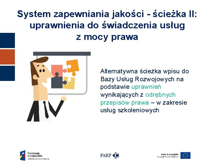 System zapewniania jakości - ścieżka II: uprawnienia do świadczenia usług z mocy prawa Alternatywna