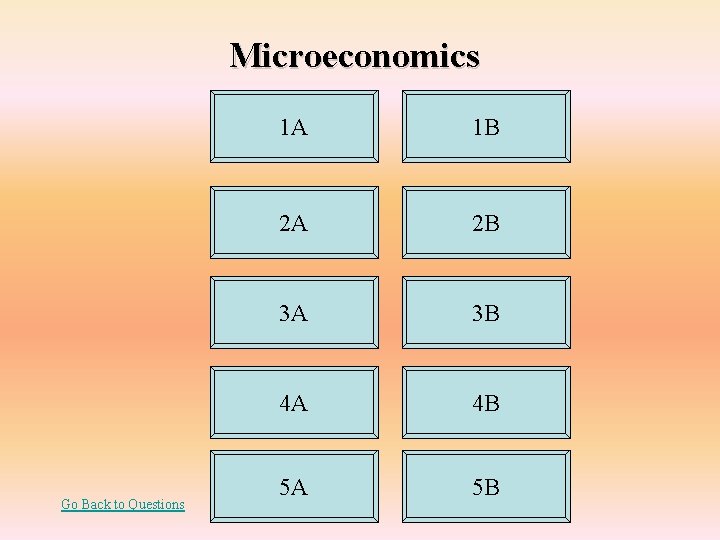 Microeconomics Go Back to Questions 1 A 1 B 2 A 2 B 3