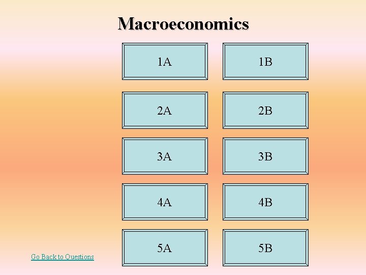Macroeconomics Go Back to Questions 1 A 1 B 2 A 2 B 3