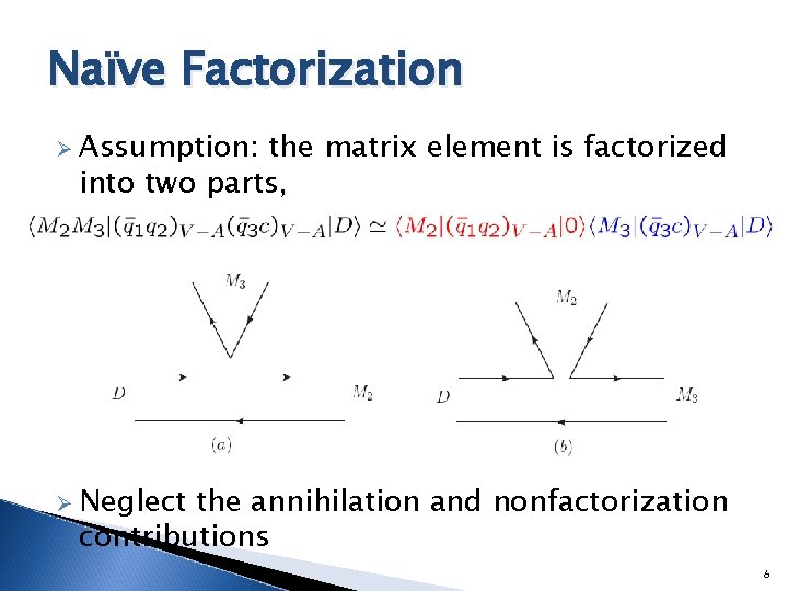 Naïve Factorization Ø Assumption: the matrix element is factorized into two parts, Ø Neglect