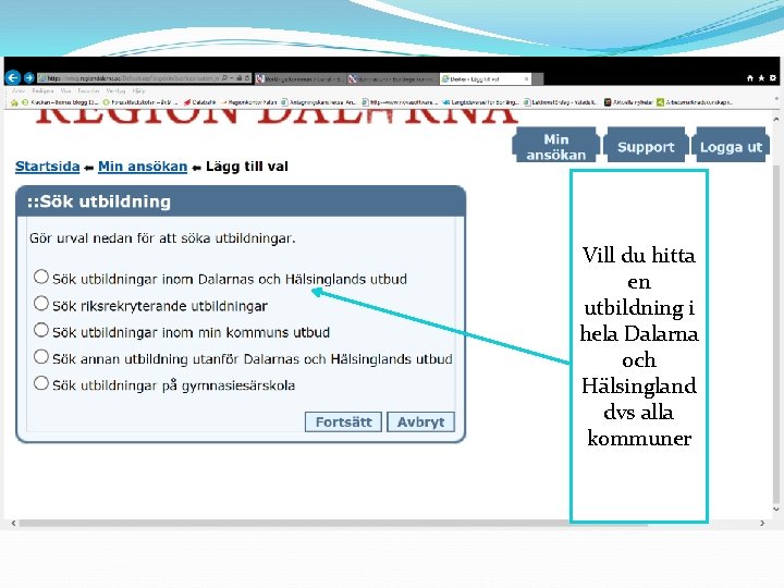 Vill du hitta en utbildning i hela Dalarna och Hälsingland dvs alla kommuner 