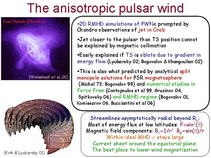 The anisotropic pulsar wind § 2 D RMHD simulations of PWNe prompted by Chandra