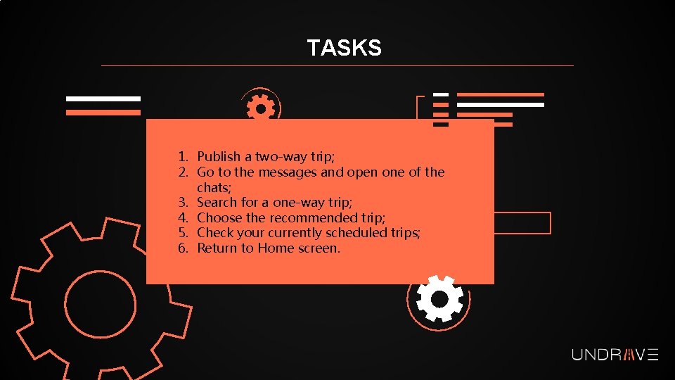 TASKS 1. Publish a two-way trip; 2. Go to the messages and open one