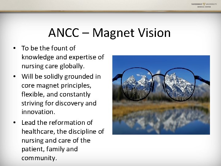 ANCC – Magnet Vision • To be the fount of knowledge and expertise of