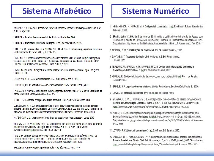 Sistema Alfabético Sistema Numérico 