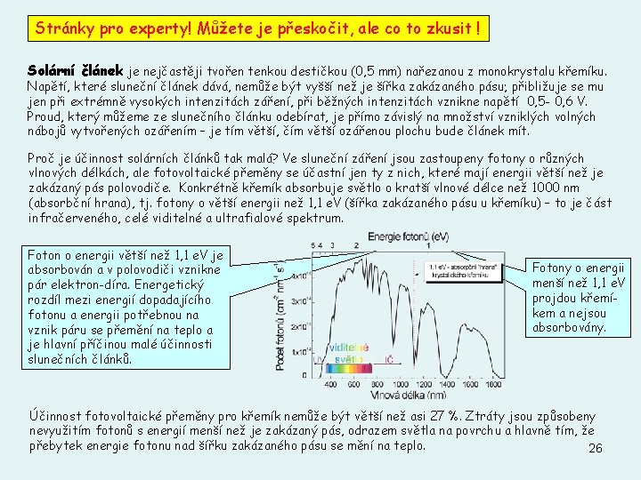 Stránky pro experty! Můžete je přeskočit, ale co to zkusit ! Solární článek je