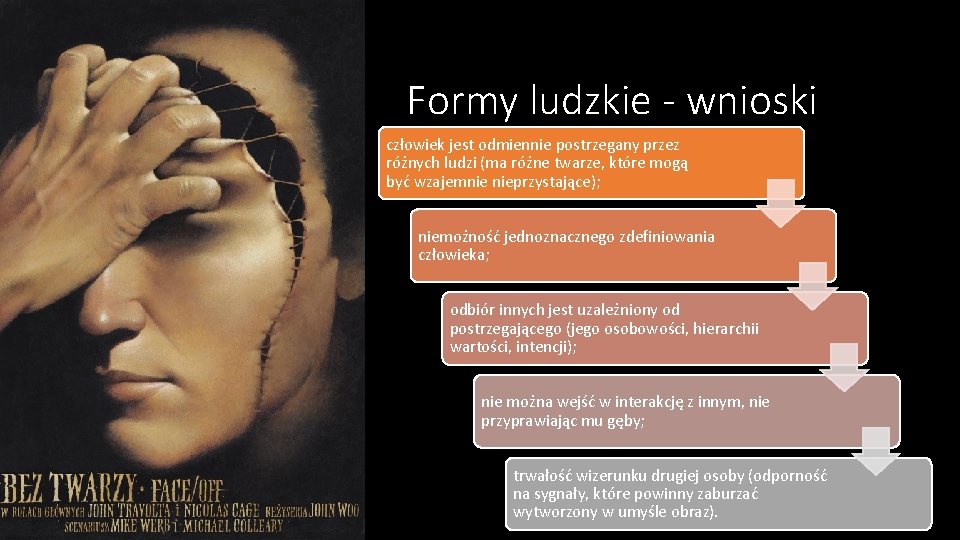 Formy ludzkie - wnioski człowiek jest odmiennie postrzegany przez różnych ludzi (ma różne twarze,