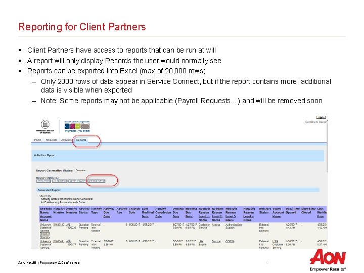 Reporting for Client Partners § Client Partners have access to reports that can be