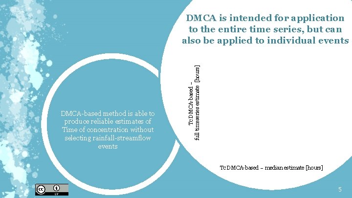 DMCA-based method is able to produce reliable estimates of Time of concentration without selecting