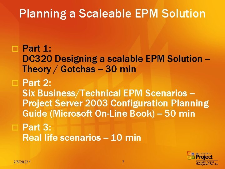 Planning a Scaleable EPM Solution Part 1: DC 320 Designing a scalable EPM Solution