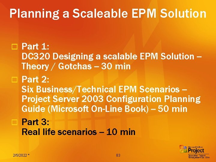 Planning a Scaleable EPM Solution Part 1: DC 320 Designing a scalable EPM Solution