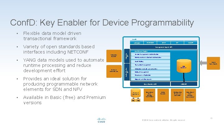 Conf. D: Key Enabler for Device Programmability • Flexible data model driven transactional framework