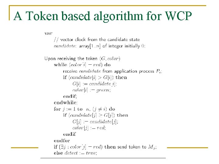 A Token based algorithm for WCP 