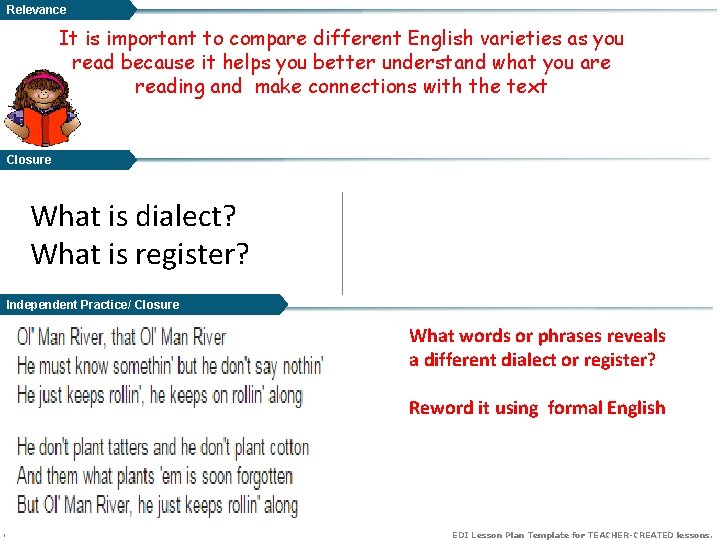 Relevance It is important to compare different English varieties as you read because it