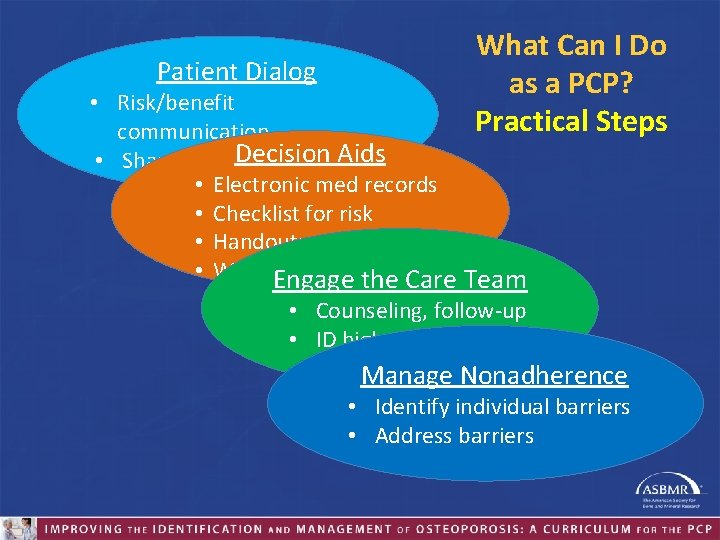 Patient Dialog What Can I Do as a PCP? Practical Steps • Risk/benefit communication
