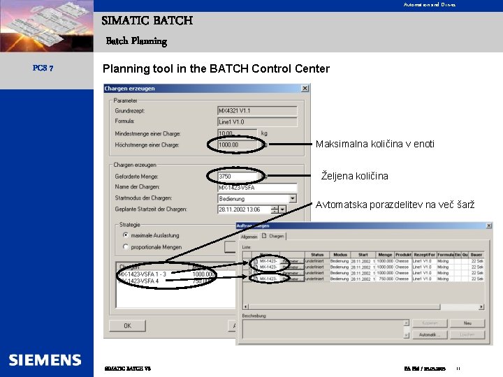 Automation and Drives SIMATIC BATCH Batch Planning PCS 7 Planning tool in the BATCH