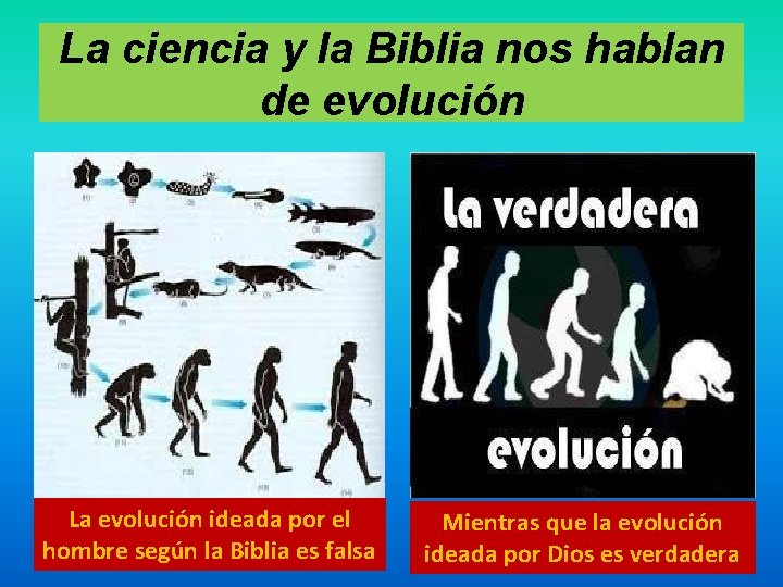 La ciencia y la Biblia nos hablan de evolución La evolución ideada por el
