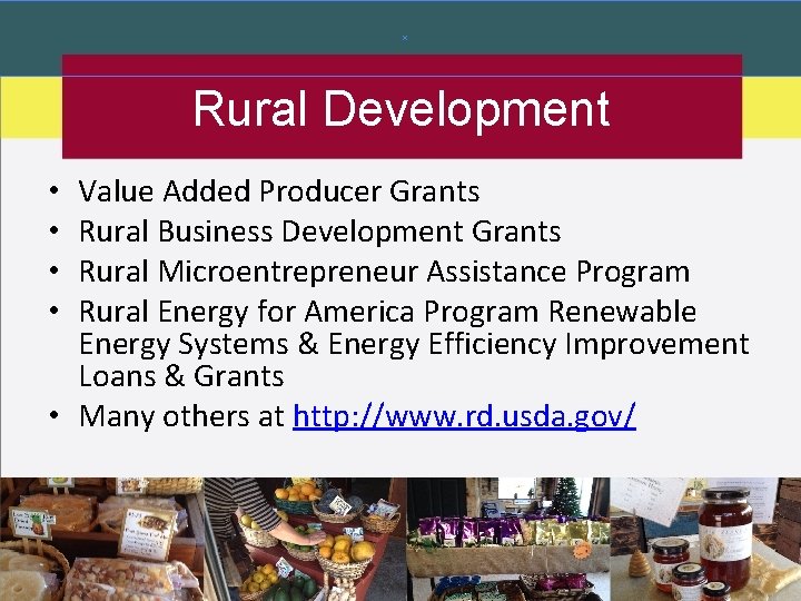 Rural Development Value Added Producer Grants Rural Business Development Grants Rural Microentrepreneur Assistance Program