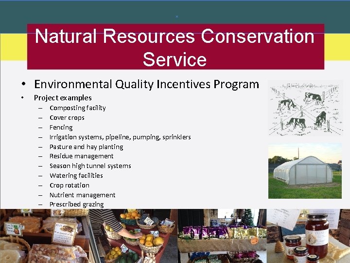 Natural Resources Conservation Service • Environmental Quality Incentives Program • Project examples – –