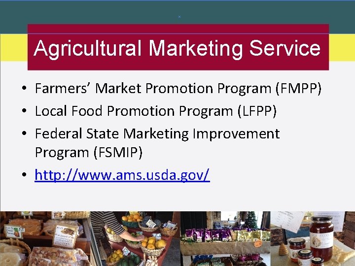 Agricultural Marketing Service • Farmers’ Market Promotion Program (FMPP) • Local Food Promotion Program
