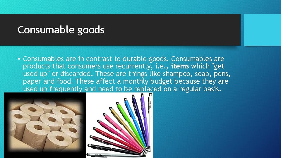 Types of expenses Matt Haller Durable goods Durable