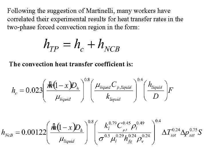 Following the suggestion of Martinelli, many workers have correlated their experimental results for heat