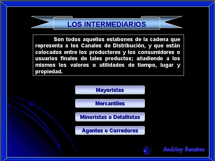 LOS INTERMEDIARIOS Son todos aquellos eslabones de la cadena que representa a los Canales