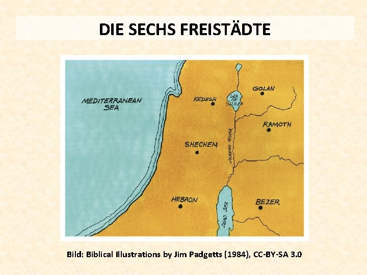 DIE SECHS FREISTÄDTE Bild: Biblical Illustrations by Jim Padgetts (1984), CC-BY-SA 3. 0 