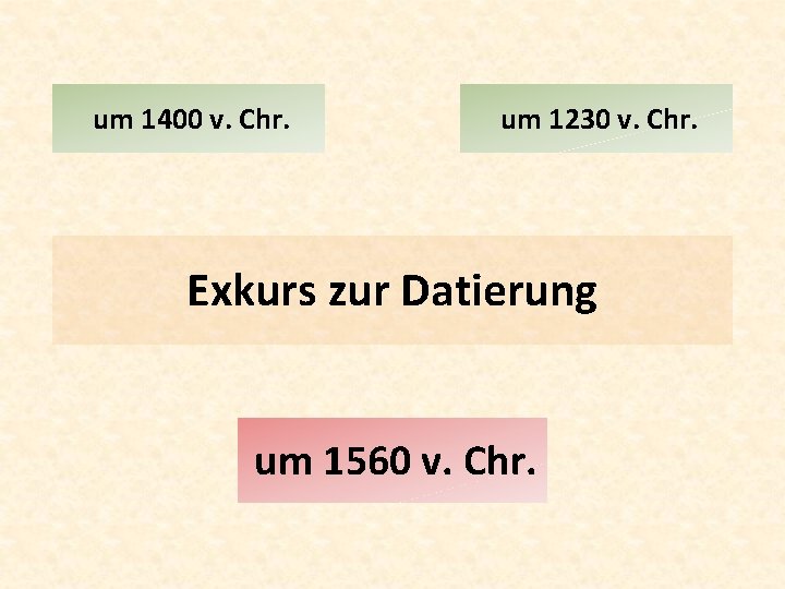 um 1400 v. Chr. um 1230 v. Chr. Exkurs zur Datierung um 1560 v.