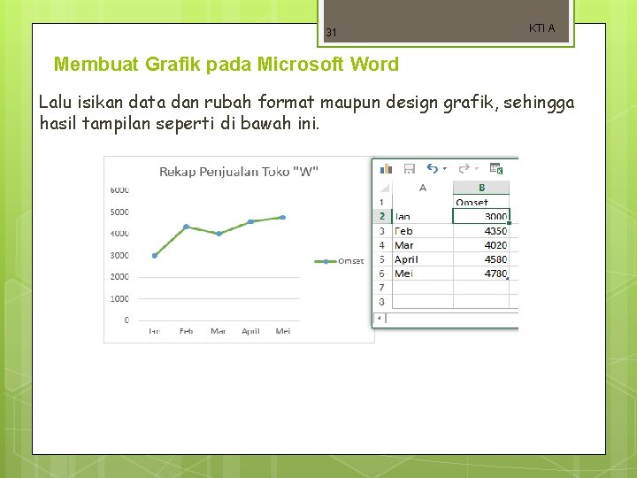 31 KTI A Membuat Grafik pada Microsoft Word Lalu isikan data dan rubah format