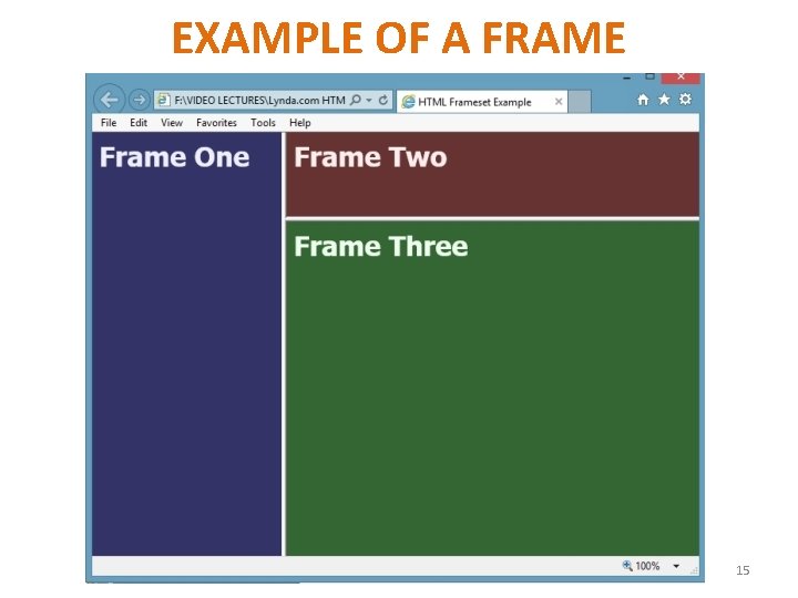 EXAMPLE OF A FRAME 15 