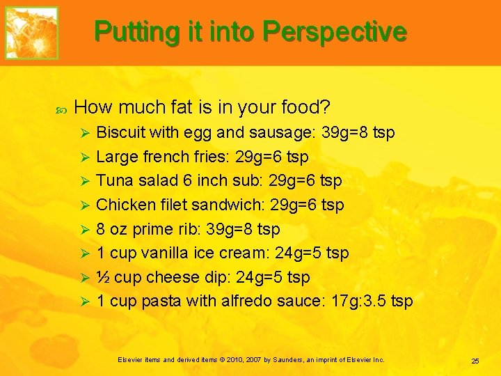 Putting it into Perspective How much fat is in your food? Biscuit with egg