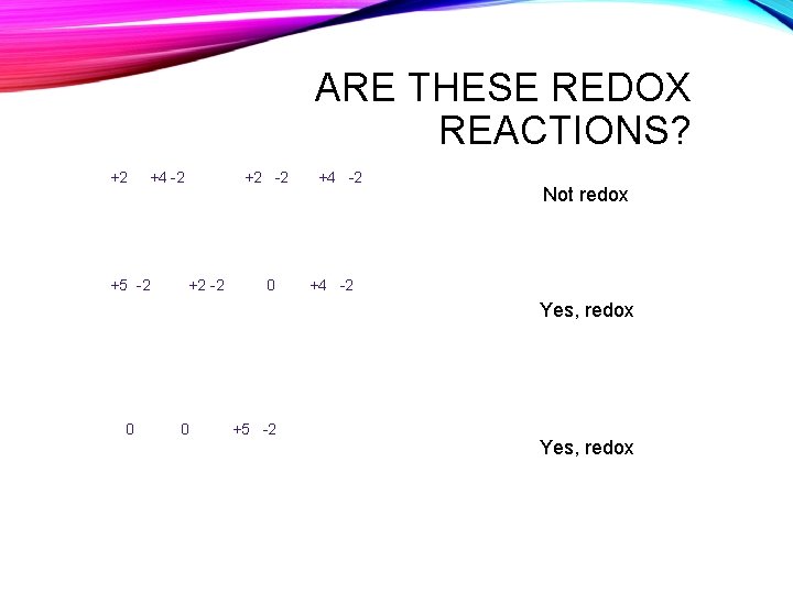 ARE THESE REDOX REACTIONS? +2 +4 -2 +2 -2 +4 -2 • Mg. CO
