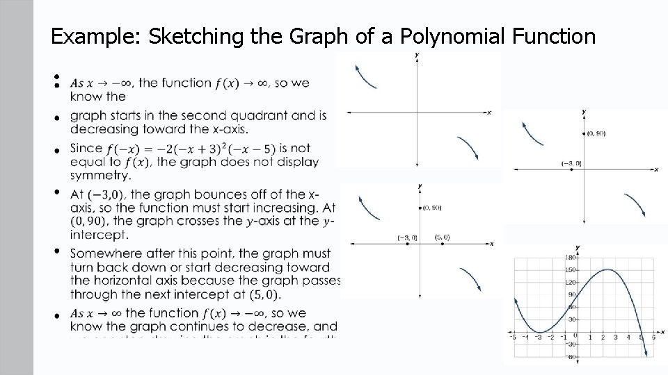 Example: Sketching the Graph of a Polynomial Function • 