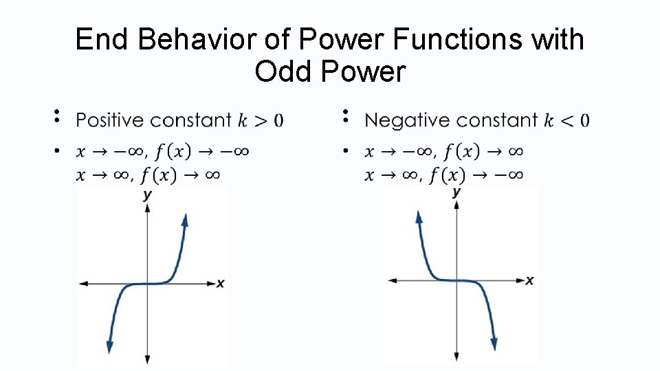 End Behavior of Power Functions with Odd Power • • 