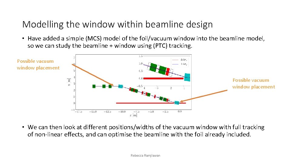 Modelling the window within beamline design • Have added a simple (MCS) model of