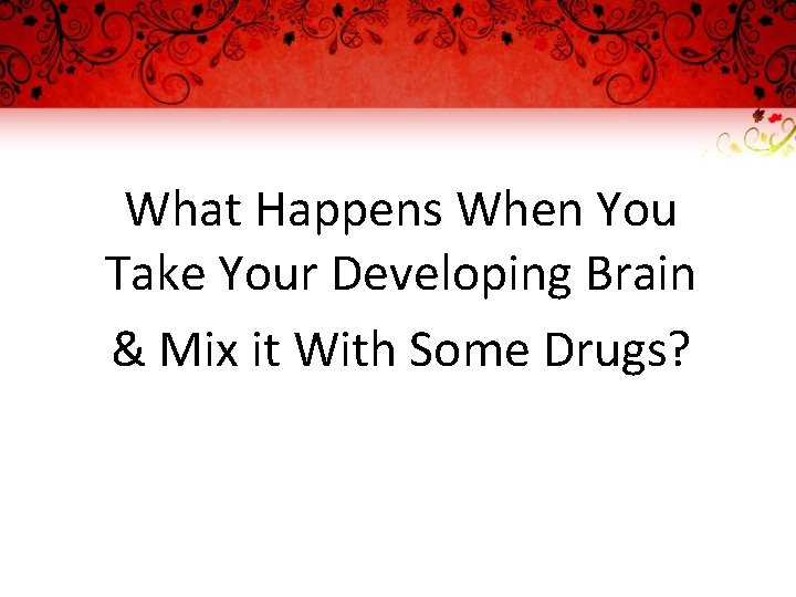 What Happens When You Take Your Developing Brain & Mix it With Some Drugs?