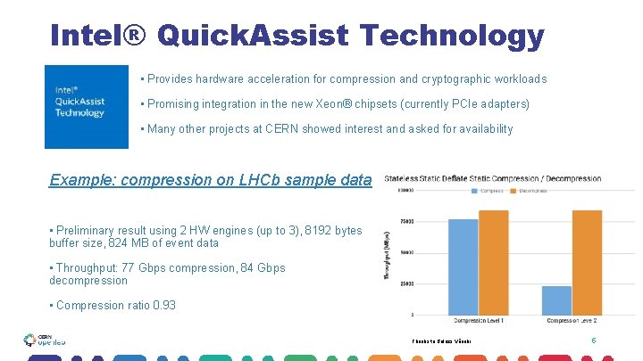 Intel® Quick. Assist Technology • Provides hardware acceleration for compression and cryptographic workloads •