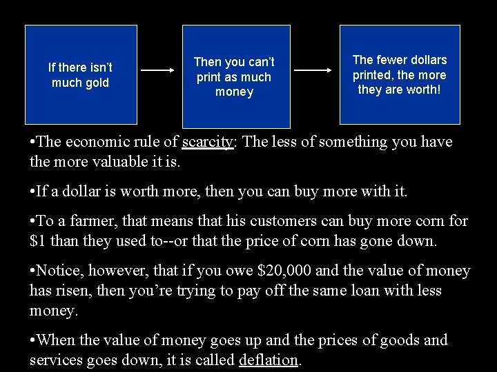 If there isn’t much gold Then you can’t print as much money The fewer