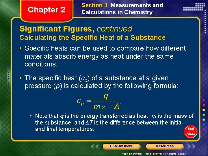 Chapter 2 Section 3 Measurements and Calculations in Chemistry Significant Figures, continued Calculating the