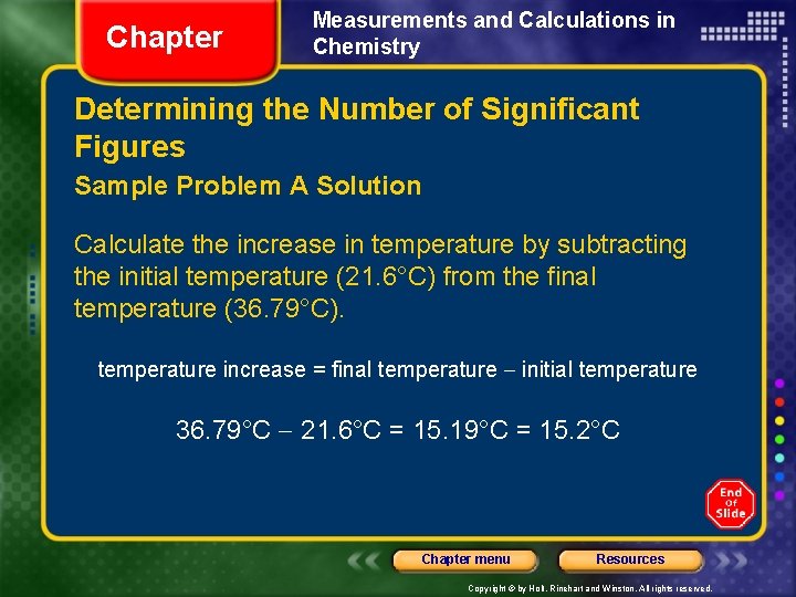 Chapter Measurements and Calculations in Chemistry Determining the Number of Significant Figures Sample Problem