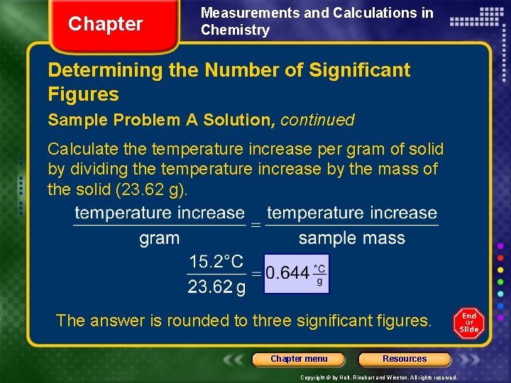 Chapter Measurements and Calculations in Chemistry Determining the Number of Significant Figures Sample Problem