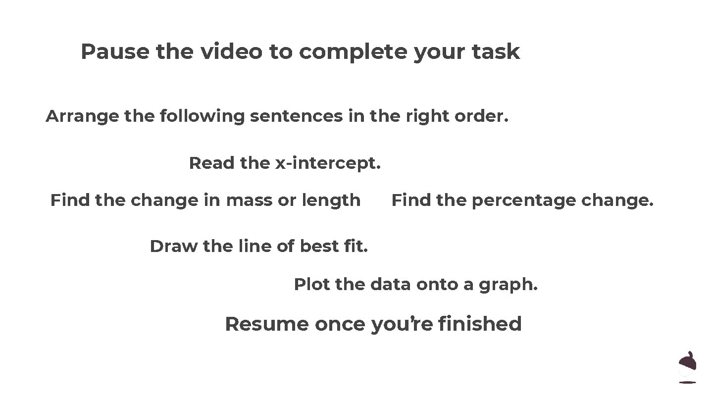 Pause the video to complete your task Arrange the following sentences in the right