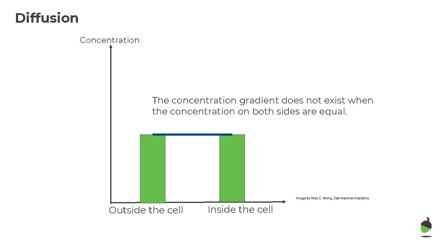 Diffusion Concentration The concentration gradient does not exist when the concentration on both sides