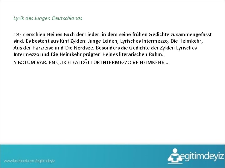 Lyrik des Jungen Deutschlands 1827 erschien Heines Buch der Lieder, in dem seine frühen