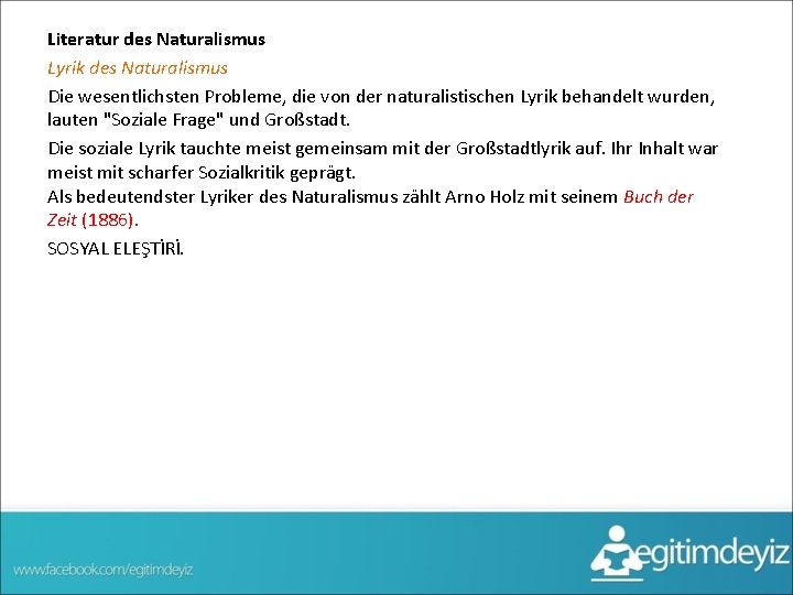 Literatur des Naturalismus Lyrik des Naturalismus Die wesentlichsten Probleme, die von der naturalistischen Lyrik