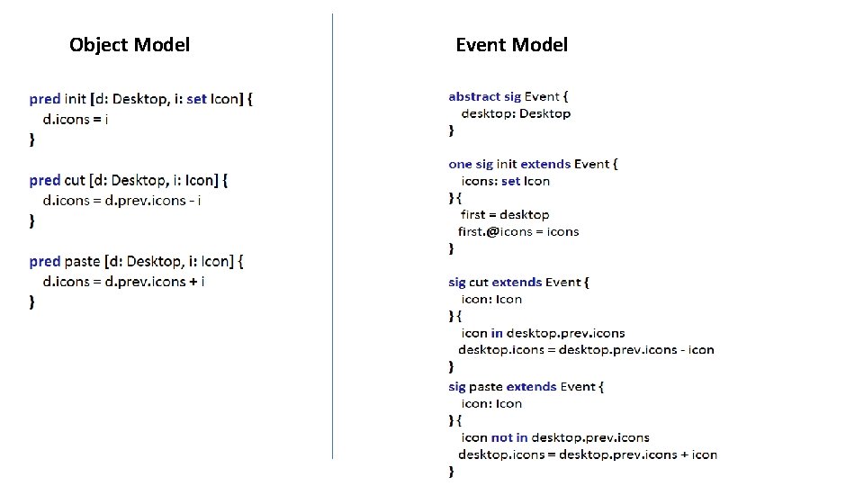 Object Model Event Model 