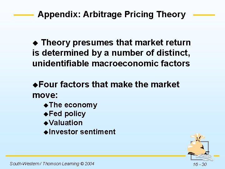 Appendix: Arbitrage Pricing Theory presumes that market return is determined by a number of