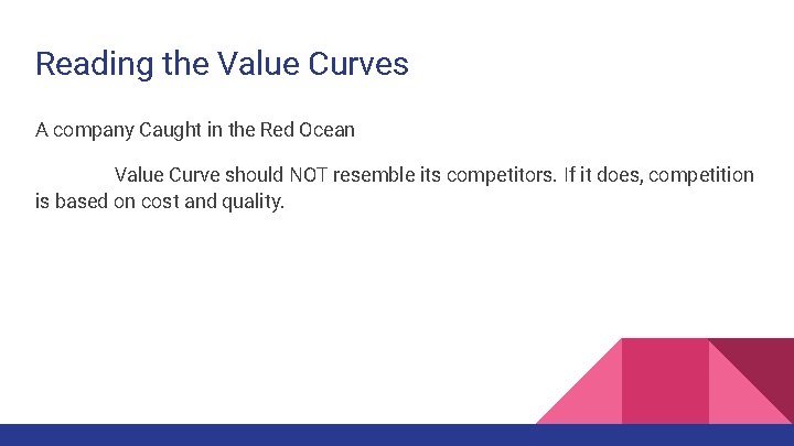 Reading the Value Curves A company Caught in the Red Ocean Value Curve should