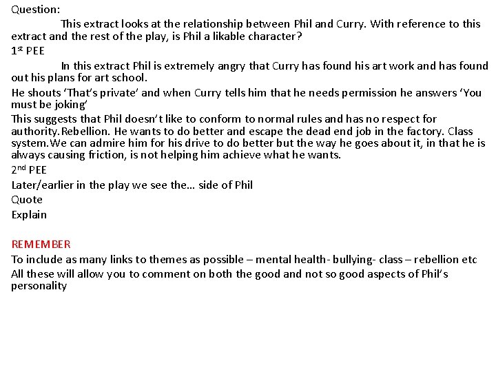Question: This extract looks at the relationship between Phil and Curry. With reference to